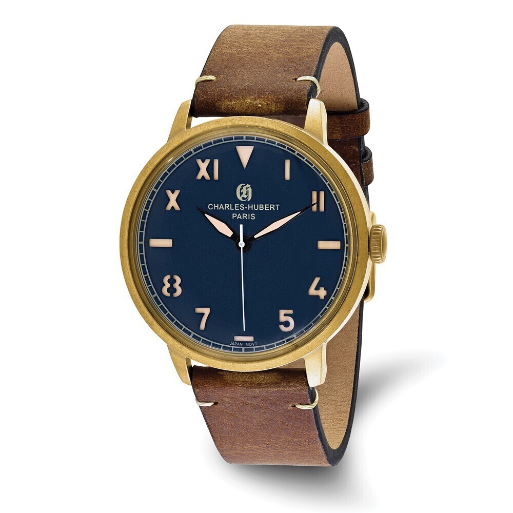Kazi Luxury Charles Hubert Antique IP-plated Stainless Steel Blue Dial Quartz